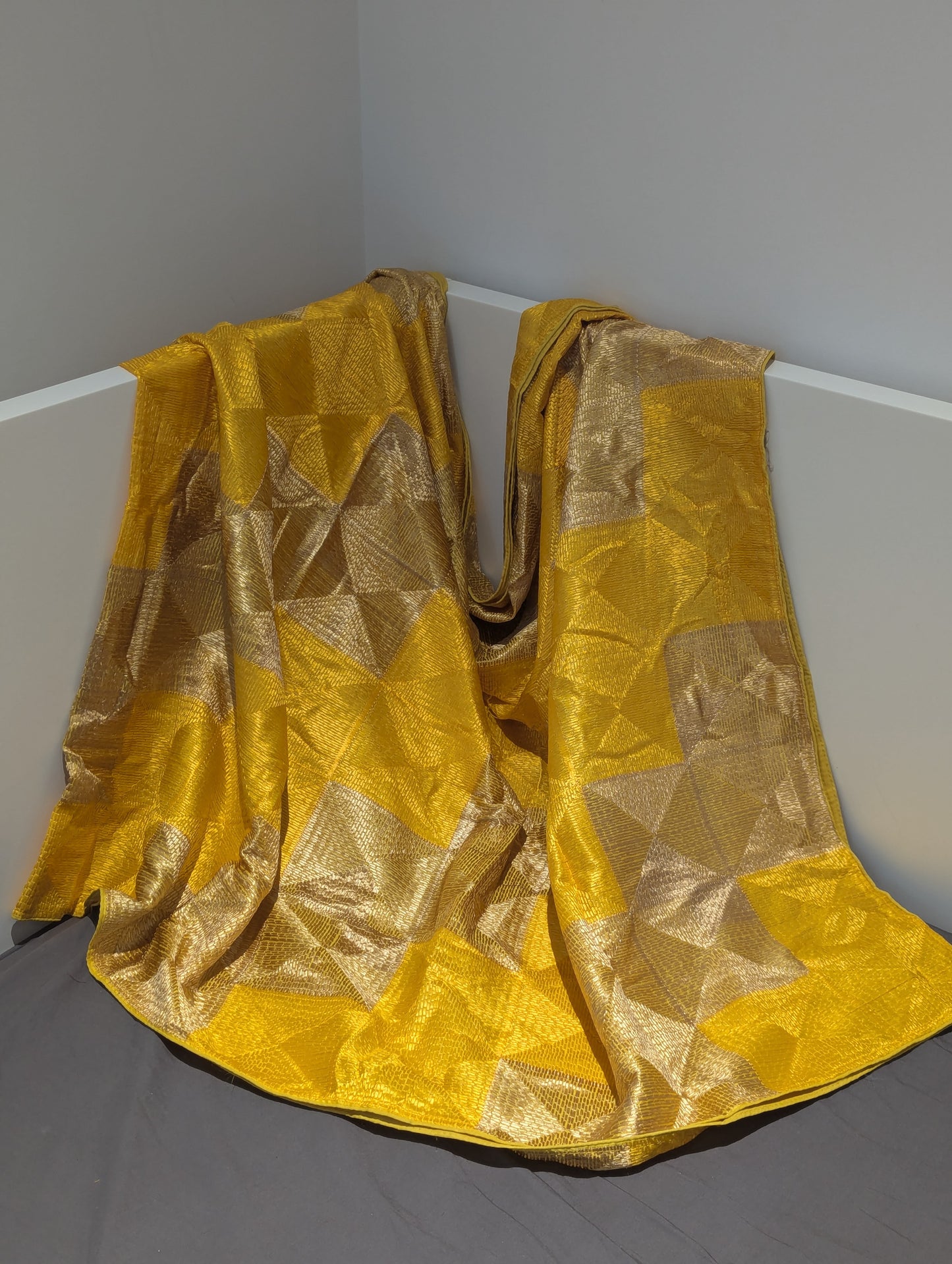 Threadwork Dupatta (Yellow and gold)