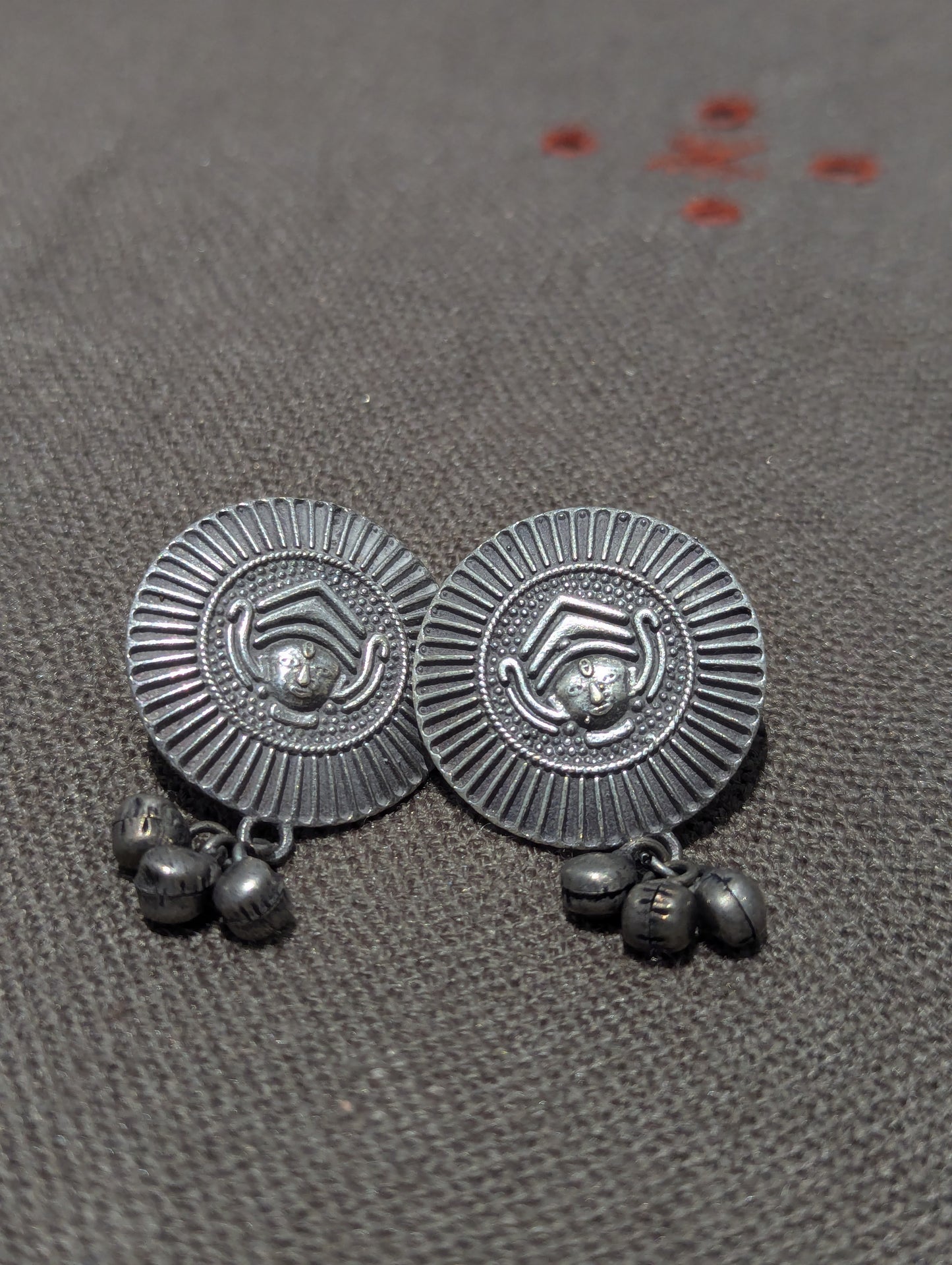 Antique Silver Finish Oxidised Brass Earrings (drop)