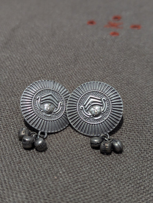 Antique Silver Finish Oxidised Brass Earrings (drop)